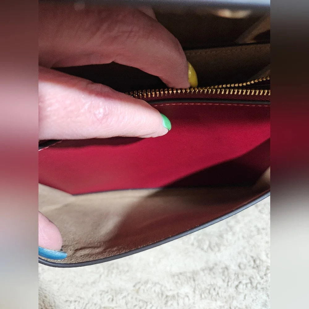 Coach NWTS Signature Cherry Klare Red and Gold Crossbody Bag - Picture 7 of 16